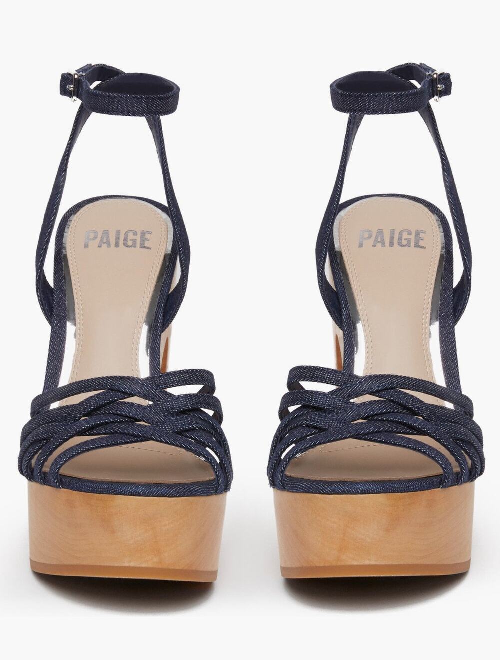 PAIGE Indigo Blue Strappy Platform Sandals Block Heel Y2K Size 9.5
